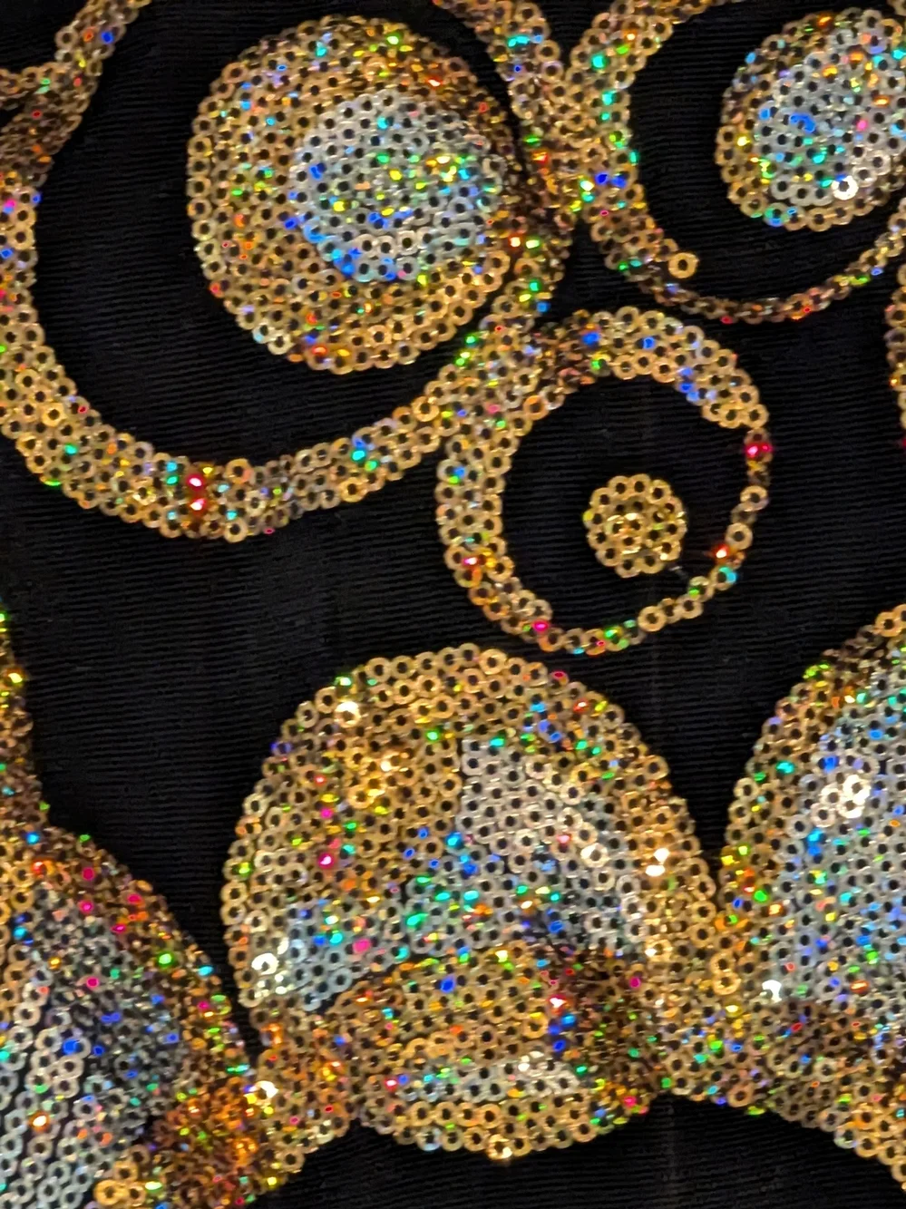 Girls Gold & Black Sequin Circle-Accent Costume Mini